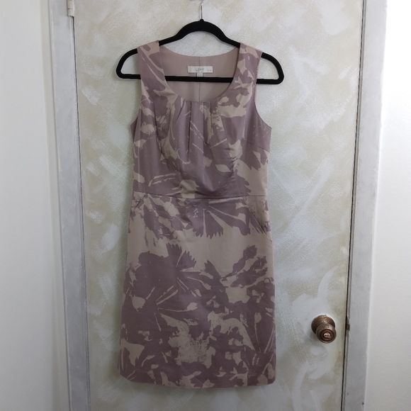8 Petite POCKETS Ann Taylor LOFT Purple Dress Knee Length Sleeveless Abstract - Picture 1 of 10